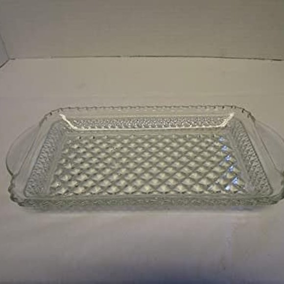 Antique Glass relish tray Anchor Hocking Wexford Pattern Approx 9x5 - Picture 3 of 4